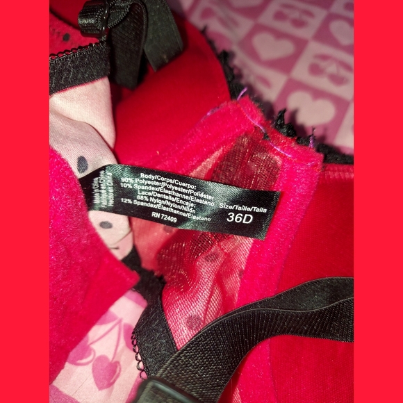 Rene Rofe Red & Black Polka Dot Lingerie Bra - Picture 3 of 3